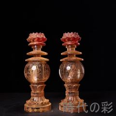 中国 琥珀彫刻 大黒像 仏像 置物 二体 木製の台座付き - メルカリ