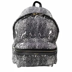 美品 15ss サンローラン パリ SAINT LAURENT PARIS by Hedi Slimane エディ期 クラシック ハンター リュック バックパック バッグ 総柄 アーリントン・デ・ディアニソ キャンバス レザー 黒 白 メンズ レディースのサムネイル