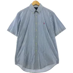 古着 ラルフローレン Ralph Lauren CLASSIC FIT 半袖 ボタンダウン ストライプシャツ メンズM相当/eaa533687