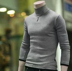 カットソー長袖ストレッチTシャツ　メンズインナー　トップストレーナーロンTタートルネックシンプルカジュアルトップスハイネック　お洒落メンズトップス（ダークグレー）