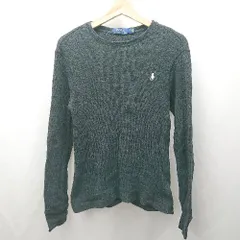 ◇ ⊇ POLO RALPH LAUREN ポロ ラルフローレン コットン100% ワッフル 長袖 ロングTシャツ サイズM ブラック系 メンズ E  【1507030011680】
