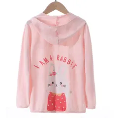 ☆ ウサギ×ピンク ☆ 130cm ☆ キッズ UVカット パーカー アニマル 速乾 薄手 ykmd5151 uvカット パーカー キッズ ジップアップ ファスナー 長袖 羽織 羽織り 薄手 uv uv対策 速乾 子供 子ども こども 日焼け止め 女の子