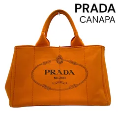 プラダ PRADA カナパ CANAPA トートバッグ ハンドバッグ デニム キャンバス オレンジ レディース 5D931