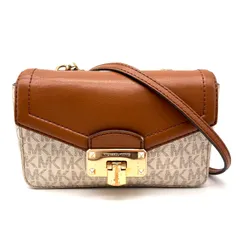 【中古】良品 MICHAEL KORS マイケルコース シグネチャー レザー チェーン ショルダー バッグ eH09109A