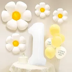 【在庫処分】誕生日 飾り付け バースデーバルーン 数字 1 バルーン 大きい デイジー 飾り 1歳 HAPPY BIRTHDAY 風船 フラワーバルーン 1歳祝い 誕生日パーティー 男の子 女の子