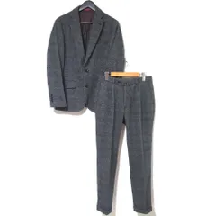 美品 BEAMS HEART ビームスハート グレンチェック柄 テーラードジャケット スラックスパンツ スーツ セットアップ 46 44 グレー系 メンズ 古着 中古 USED