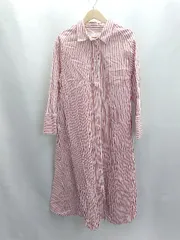 ◇ ⊂ SIMPLICITE サンプリシテ ストライプ柄 シャツ風 長袖 ロング ワンピース サイズ表記なし レッド系 レディース E  【1503310004076】