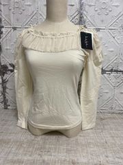 e-159 【未使用品】Nicole Miller ニコル ミラー カットソー ホワイト 長袖 薄手レディース ファッション タグ付き サイズ表記 2