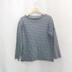 ◇ ⊇ ノーブランド ストライプ柄 長袖 Tシャツ サイズF グリーン系 レディース E  【1503050028875】