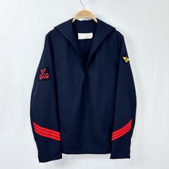 70s 70年代 フランス軍 French army ウール セーラーシャツ プルオーバー ジャケット ユーロ ミリタリー military 輸入古着 ネイビー XL【S26-3b】