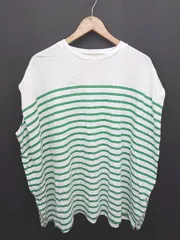 ◇ ⊂ Ungid アングリット ボックスシルエット ノースリーブ ボーダーシャツ サイズF ホワイト系　グリーン系 レディース E  【1411130008207】