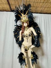 サンバ衣装　ブラック&ゴールド　フルセット
