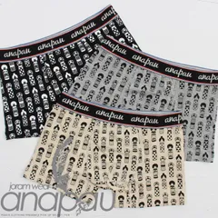 【anapau】【lacico】アナパウ × ラシコ  こけし コラボレーションパンツ プリントボクサーパンツブリーフ 日本製 コケシ 日本 ジャパン 【下着/メンズ/レディース】【メール便 可】 殿堂 グレー M