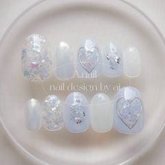 ふんわり水色のシェルハート⋆*