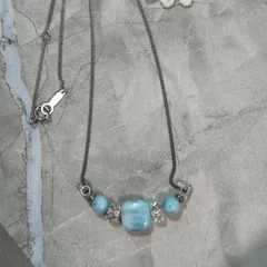 【A060】お買い得🫰ラリマーネックレス40cmシルバー色チェーン