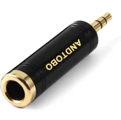 ANDTOBO 3.5mm to 6.35mm オス to メス ステレオ純銅ヘッドフォンアダプター、ANDTOBO 3.5 6.35 ステレオミニ ジャックステレオアダプターヘッドフォン用、アンプアダプター、ブラック【1セット】