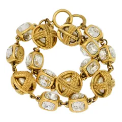 CHANEL シャネル ヴィンテージライン・コスチュームパール ビジュー ブレスレット 1980年代 レア/合金/メッキ-153.8g/23【B】【メンズ・レディース】★■548601【中古】