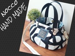 No.313【DENIM✖️パッチワーク丸底マルシェBAG❤️】レザーハンドル