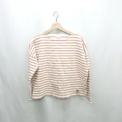◇ ⊂ ORCIVAL オーシバル 綿 ボーダー柄 長袖 Tシャツ サイズ表記なし オレンジ ホワイト レディース E  【1501230018791】