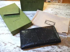 ◆大丸購入！ GUCCI グッチ シマ オーガナイザー ラウンドファスナー ジップ 長財布 レザー ブラック◆