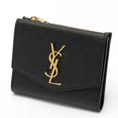 サンローラン / SAINT LAURENT　アップタウン コンパクトウォレット / 二つ折り財布　582296　グレイン ド プードル エンボスレザー　ブラック 【中古】 商品番号 S-158078