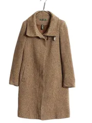 【お得なクーポン配布中!】 90s LAUREN ラルフローレン ツイード ステンカラー コート レディース S オールド ポロ ウール ロング ジャケット 本革 レザー ストラップ