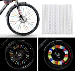リフレクター 12本セット ホワイト 自転車 スポーク 反射版 ホイール タイヤ 夜間 安全 防犯[定形外郵便、送料無料]mer007のサムネイル