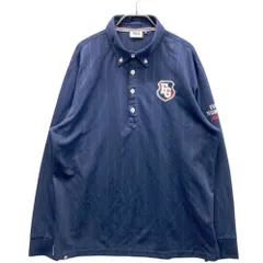 サイズ：LL FILA GOLF フィラゴルフ  長袖ポロシャツ ボタンダウン ストライプ 総柄 ネイビー系 [240101515519] ゴルフウェア メンズ ストスト