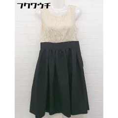 ◇ UNIVERVAL MUSE STRAWBERRY-FIELDS 切り替え ノースリーブ 膝丈 ワンピース ベージュ系 ブラック レディース 【中古】 【1106030000399】