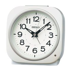 【迅速発送】セイコークロック(Seiko Clock) 目覚まし時計 置き時計 自動点灯 アナログ 夜でも見える 白パール 115×115×79mm KR519W