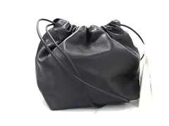 ■新品同様■ JIL SANDER ジルサンダー レザー 巾着型 ドローストリングバッグ ショルダーバッグ 肩掛け レディース ブラック系 AW5009 のサムネイル