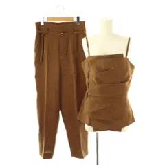 アナイ ANAYI 24SS ストレッチツイルタックキャミブラウス ハイウエストパンツ セットアップ 38 茶 ブラウン /SS ■OSのサムネイル