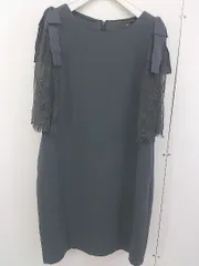 ◇ Luna ルナ レーススリーブ 七分袖 膝丈 ワンピース サイズ38 ブラック レディース  【1203210003819】