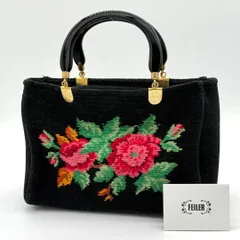 ★極美品★フェイラー ハンドバッグ ワンショルダーバッグ ハイジ シュニール織 FEILER フェイラー ワンショルダーバッグ 黒 花柄 シュニール織