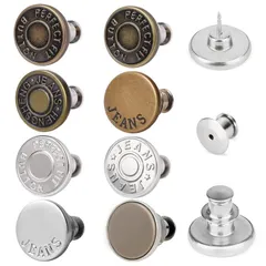 【数量限定】ジーンズ シームレスボタン 取り外し可能、装着簡単、縫製不要 ウエスト調整ボタン メタルジーンズボタン ウエスト調整ピン ジーンズ調整ボタン アジャスター 交換用ボタン ウエスト 調整可能メタルボタン ウエスト ボタン 交換用ピース（1セット8個入