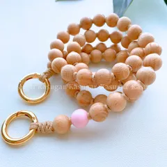 HUSH☆1本タイプ☆ウッド ビーズ スマホ ショルダー ストラップ 軽量 天然 木 製 ウォレット チェーン キーチェーン バッグ チェーン キーホルダー 携帯 ショルダー 斜め掛け 木のビーズ ストラップ メガネストラップ ペット リード KASUGAR