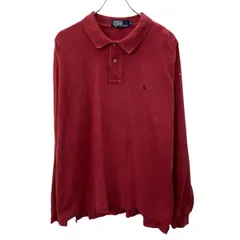 POLO RALPH LAUREN 長袖 ポロシャツ XL レッド ポロラルフローレン ハーフボタン ポニー刺繍 カジュアル 古着卸 アメリカ仕入 a708-5035
