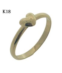 K18◇ハートシェイプ ゴールド ウェーブリボンリング ダイヤモンド 