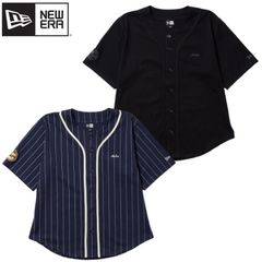 新品 NEWERA ニューエラ 正規品 半袖 ベースボールシャツ シャツ 半袖シャツ アウター 羽織り スポーツ 野球 オーバーサイズ ユニセックス メンズ レディース 紺 ネイビー ストライプ 黒 ブラック 14410205 14410206