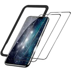 【2枚入り】iPhone 11 用 iPhone XR 用 強化ガラスフィルム 高感度なタッチ感/高透過率/気泡ゼロ/貼りミスゼロ/飛散防止/ 硬度9H 全面保護フィルム ガイド枠付き (6.1インチ) 1