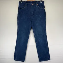 古着 ラングラー Wrangler デニムパンツ ストレート ジーンズ ジーパン 5ポケット 長ズボン レザーパッチ w32 L31  ブルー メンズ