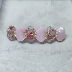 【No.109】ヘアアクセサリー　ヘアクリップ　バレッタ　レジン　レジンアクセサリー　ハンドメイド　ドライフラワー　ピンク