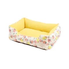 ペットプロ Homey レトロフルーツスクエアベッド S サフランイエロー 犬猫用 ペット用品 （1点）