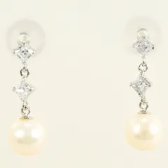 K14WG　ピアス　pierced earrings　パール　（真珠）　ジルコニア　総重量約0.7g