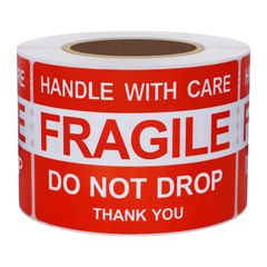 【在庫処分】Hybsk fragile シール 300枚 壊れ物シール 荷札 Do Not Drop シール 51×76mm 割れ物注意シール 注意搬送と梱包警告接着ラベル (51×76mm)