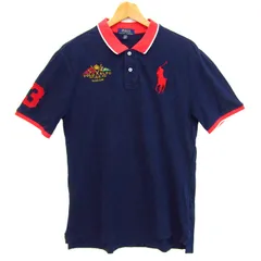 ポロラルフローレン ポロシャツ トップス 半袖 ビッグポニーロゴ キッズ 男の子用 XL(18-20)サイズ 紺×赤 POLO RALPH LAUREN 【中古】