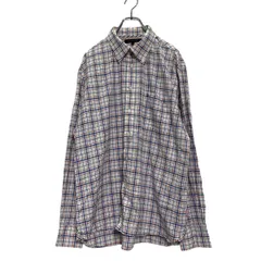 TOMMY HILFIGER 長袖 チェックシャツ XL ホワイト ブルー トミーヒルフィガー ビッグサイズ ボタンダウン 古着卸 アメリカ仕入 a604-7353