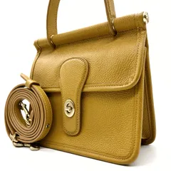 激レア<!-利用不可文字-!>COACH コーチ オールドコーチ ショルダーバッグ ハンドバッグ 2way トップハンドル ターンロック オールレザー マスタード シボ革 メンズ レディース ユニセックス 肩掛け 斜め掛け お出かけ おしゃれ