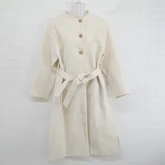 ◇ ◎ earth music&ecology ロング丈 長袖 ノーカラー コート サイズL クリーム アイボリー系 レディース E  【1304260014142】