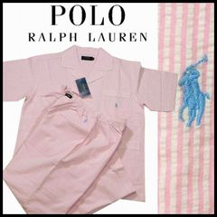 新品 ラルフローレン パジャマ 半袖ｘ長パン Ｍ ピンクxホワイト ストライプ ルームウェア 部屋着 POLO RALPH LAUREN メンズ